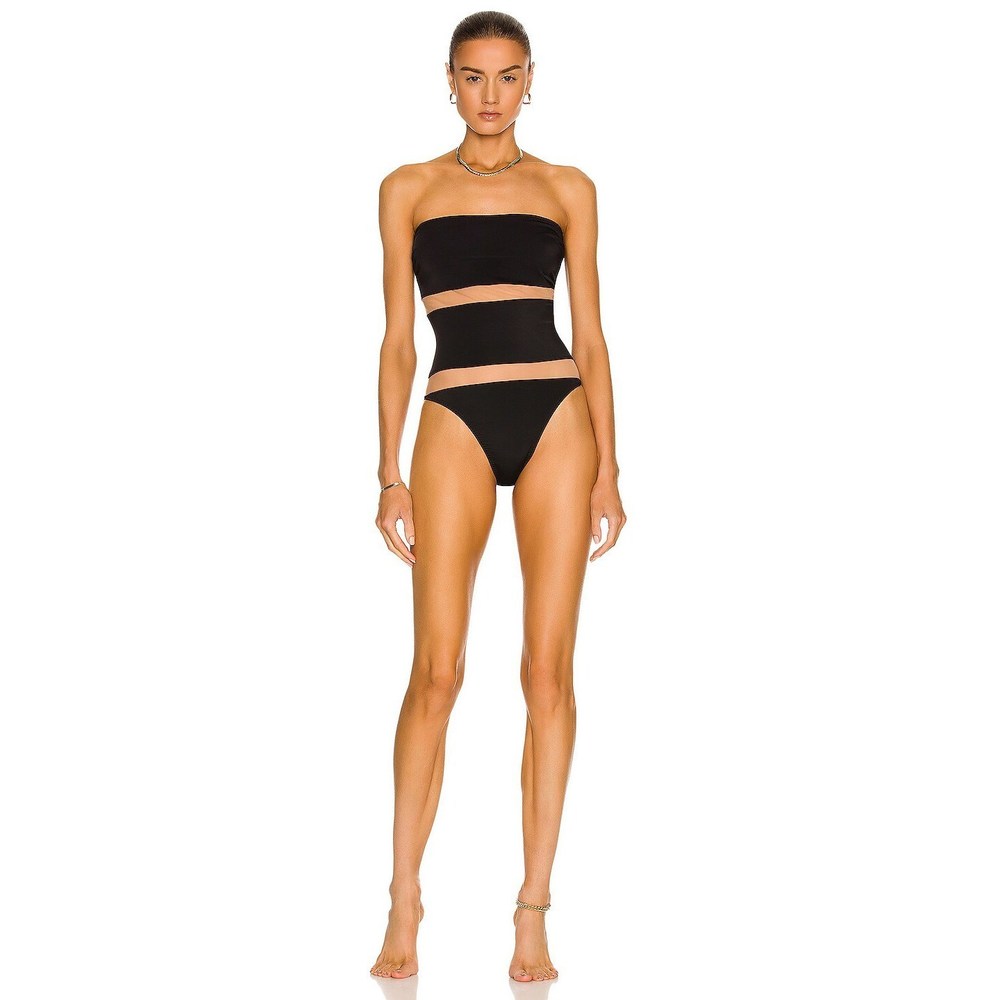 Norma Kamali Black Strapless Cutout One-Piece Swimsuit